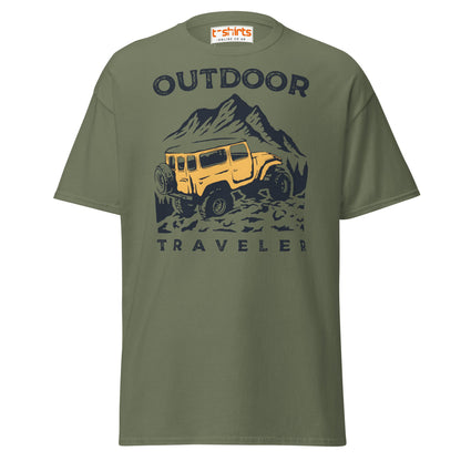 Outdoor Traveler T-Shirt | Adventure Off - Road Tee - Military Green - T-Shirts Online