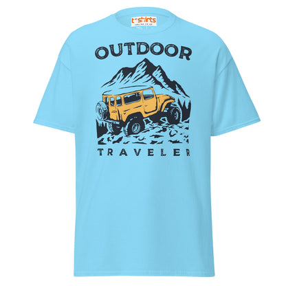 Outdoor Traveler T-Shirt | Adventure Off - Road Tee - Sky - T-Shirts Online