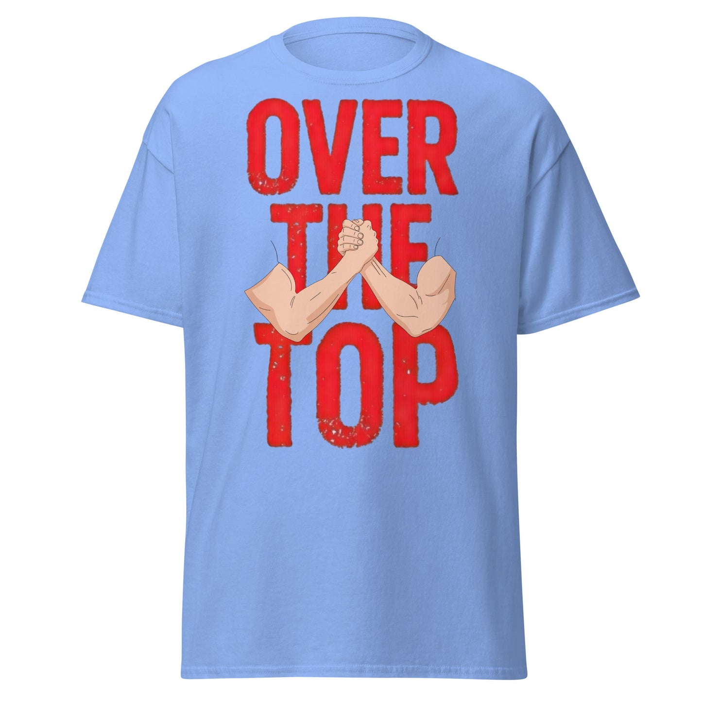 Over The Top Arm Wrestling T-Shirt - Retro Fitness Graphic - Carolina Blue - T-Shirts Online
