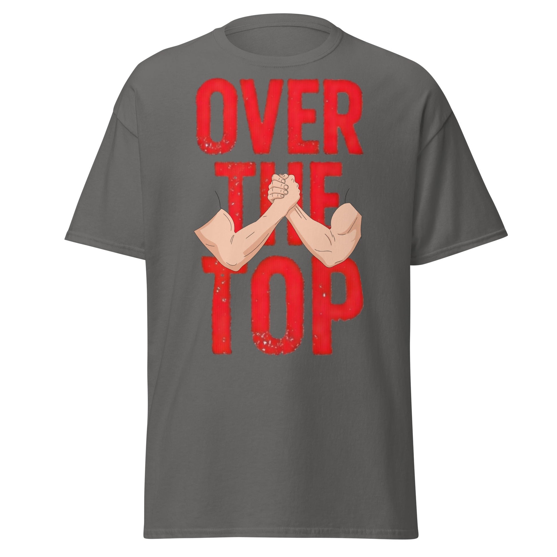 Over The Top Arm Wrestling T-Shirt - Retro Fitness Graphic - Charcoal - T-Shirts Online