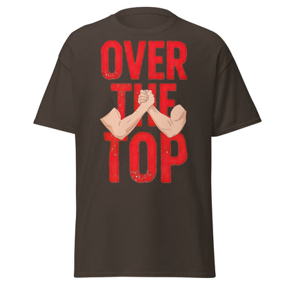 Over The Top Arm Wrestling T-Shirt - Retro Fitness Graphic - Dark Chocolate - T-Shirts Online