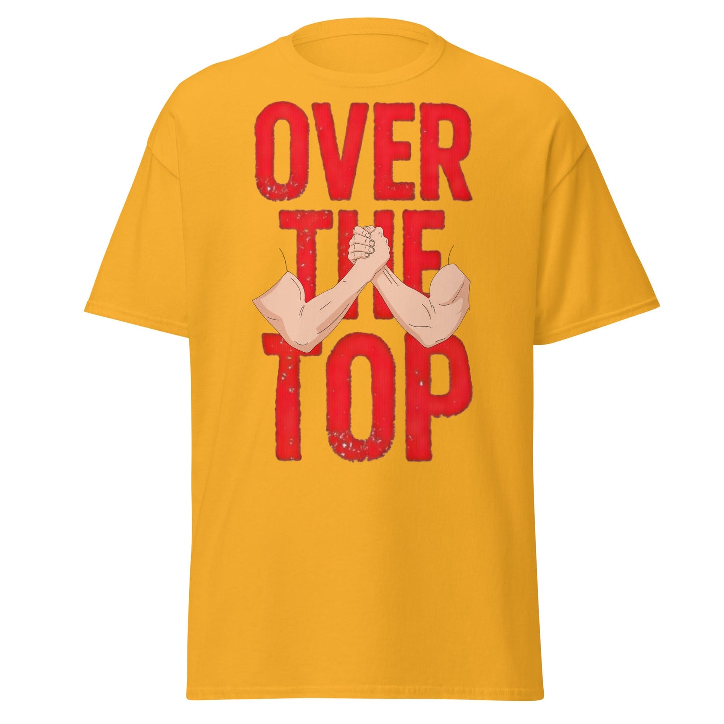 Over The Top Arm Wrestling T-Shirt - Retro Fitness Graphic - Gold - T-Shirts Online