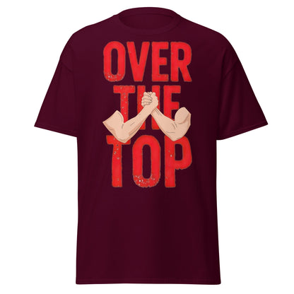 Over The Top Arm Wrestling T-Shirt - Retro Fitness Graphic - Maroon - T-Shirts Online