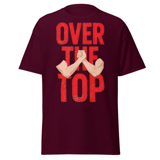Over The Top Arm Wrestling T-Shirt - Retro Fitness Graphic - Maroon - T-Shirts Online