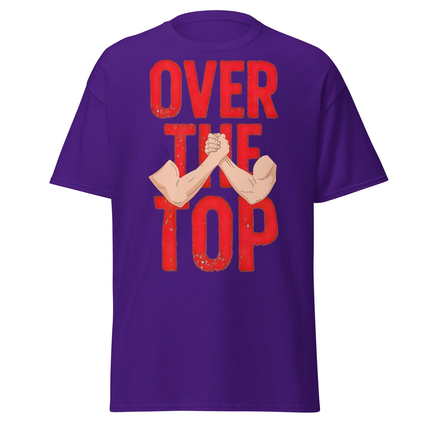 Over The Top Arm Wrestling T-Shirt - Retro Fitness Graphic - Purple - T-Shirts Online