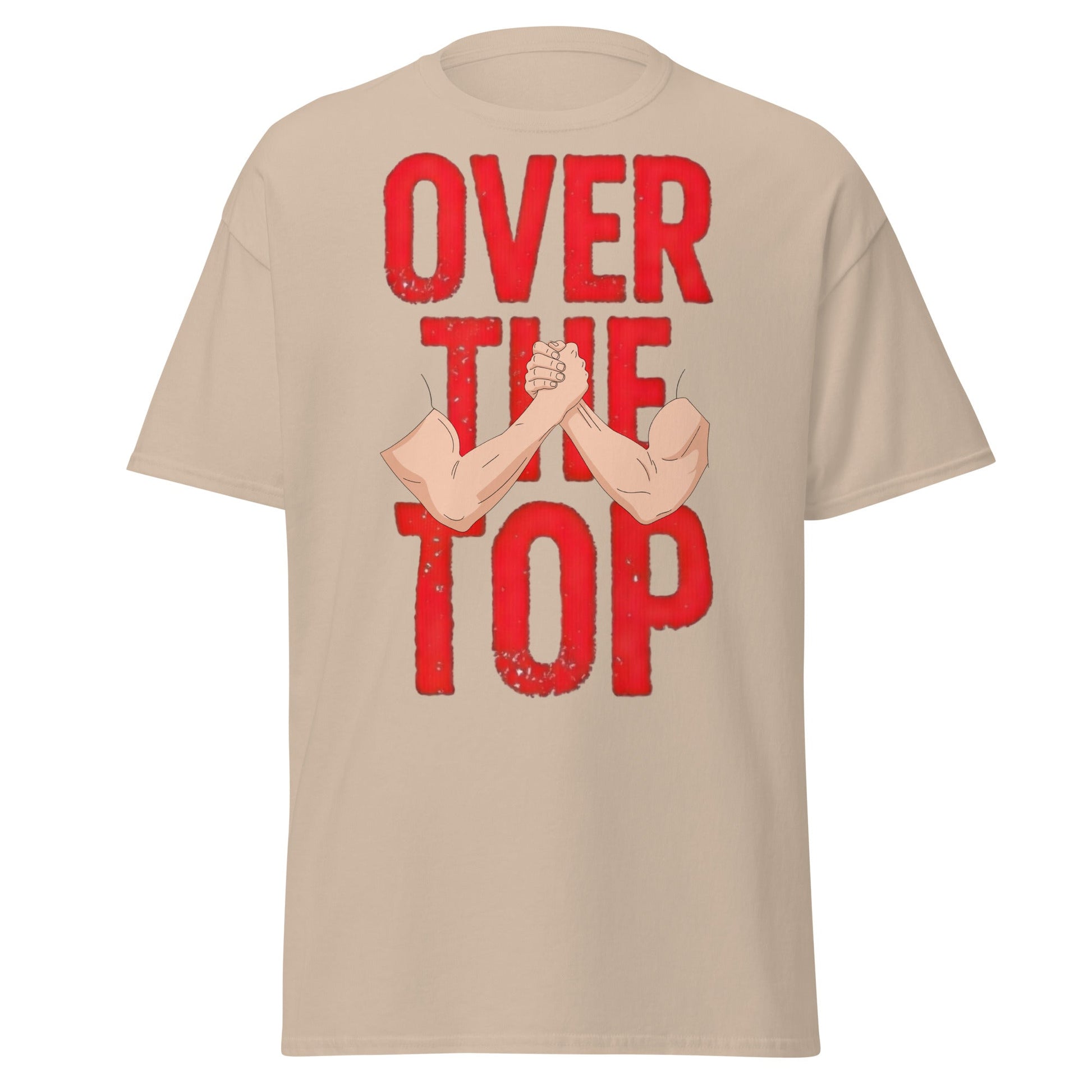 Over The Top Arm Wrestling T-Shirt - Retro Fitness Graphic - Sand - T-Shirts Online