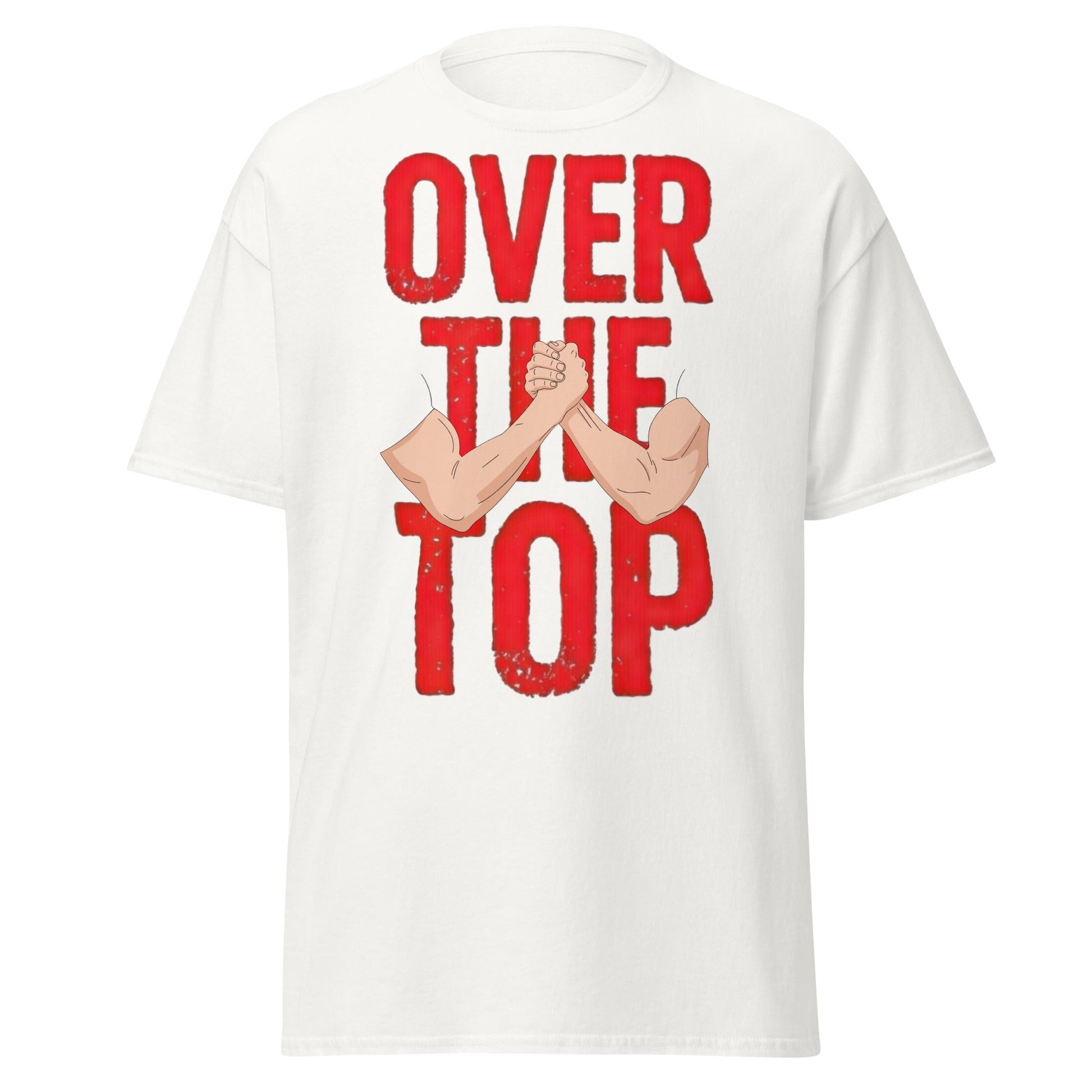 Over The Top Arm Wrestling T-Shirt - Retro Fitness Graphic - White - T-Shirts Online
