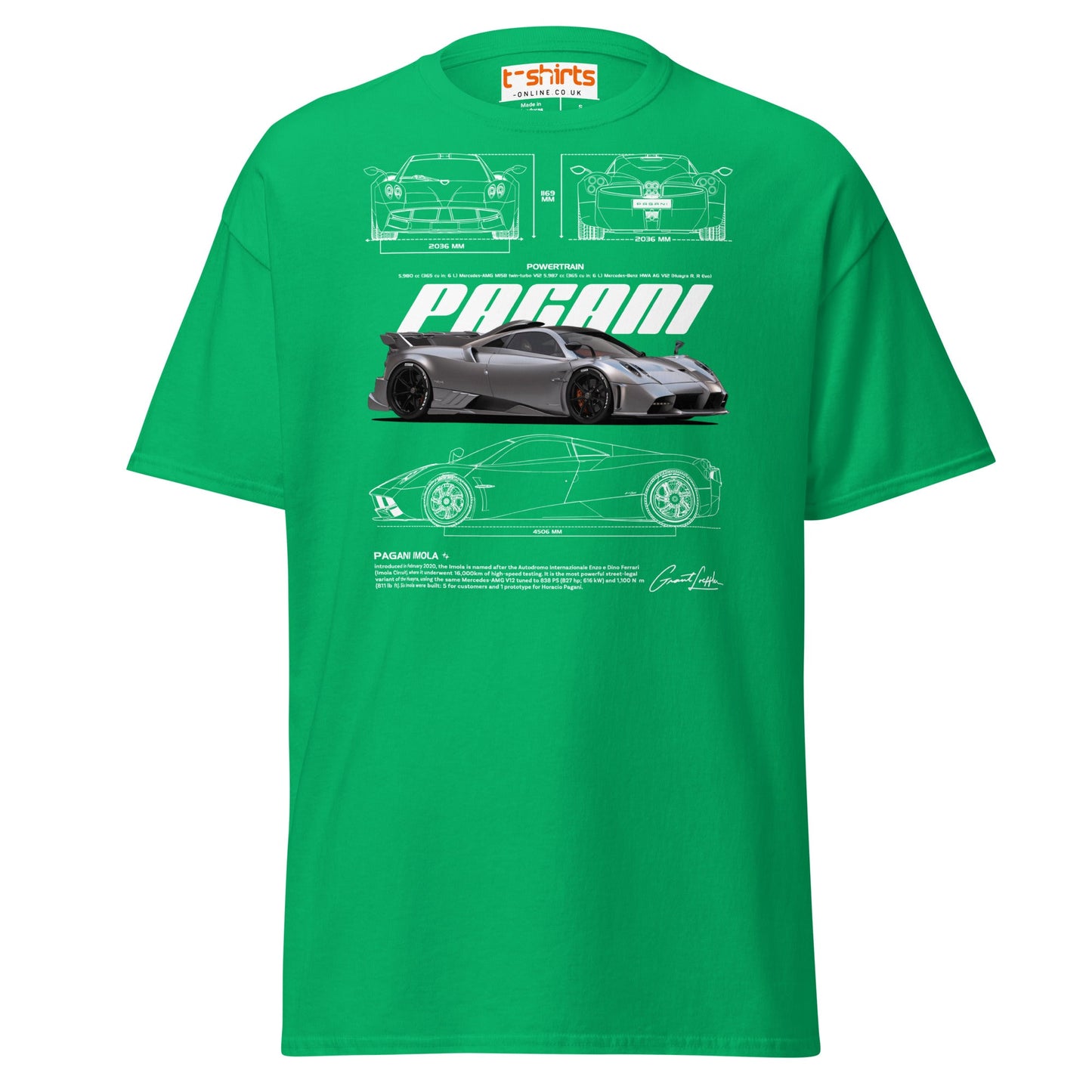 Pagani Imola T-Shirt | Italian Hypercar Enthusiast Tee - Irish Green - T-Shirts Online