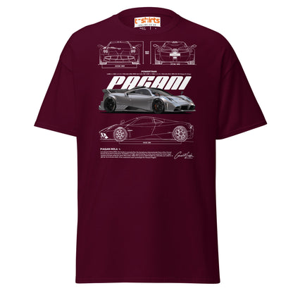 Pagani Imola T-Shirt | Italian Hypercar Enthusiast Tee - Maroon - T-Shirts Online