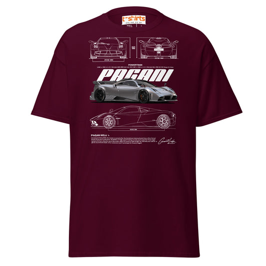 Pagani Imola T-Shirt | Italian Hypercar Enthusiast Tee - Maroon - T-Shirts Online