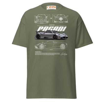 Pagani Imola T-Shirt | Italian Hypercar Enthusiast Tee - Military Green - T-Shirts Online