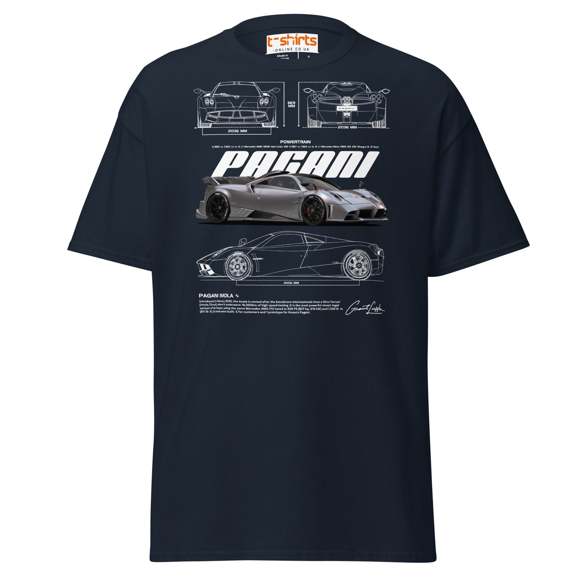 Pagani Imola T-Shirt | Italian Hypercar Enthusiast Tee - Navy - T-Shirts Online
