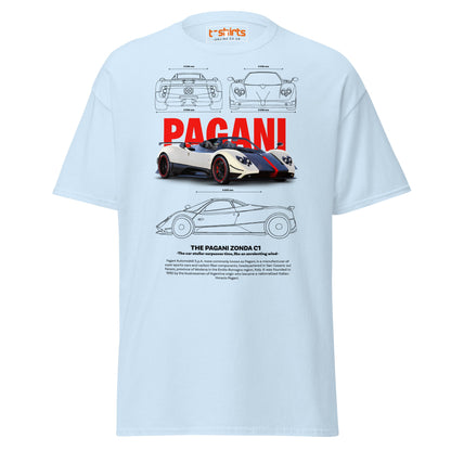 Pagani Zonda T-Shirt | Supercar Legends Tee - Light Blue - T-Shirts Online