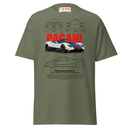 Pagani Zonda T-Shirt | Supercar Legends Tee - Military Green - T-Shirts Online