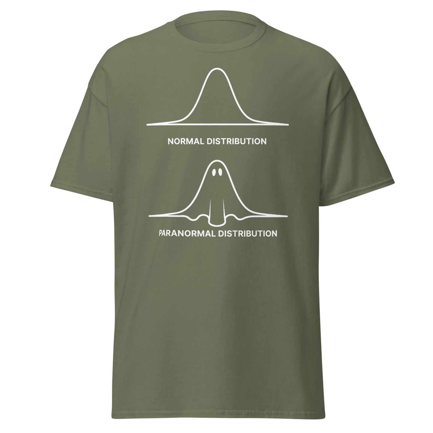 Paranormal Distribution Funny Ghost T-Shirt - Military Green - T-Shirts Online