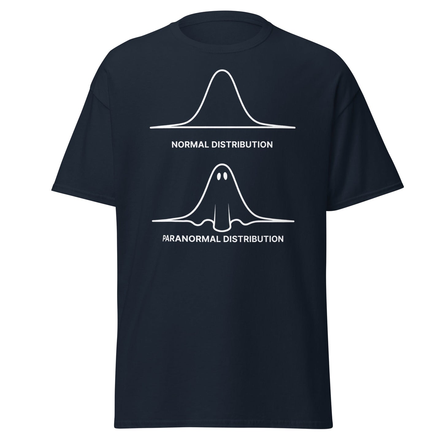 Paranormal Distribution Funny Ghost T-Shirt - Navy - T-Shirts Online