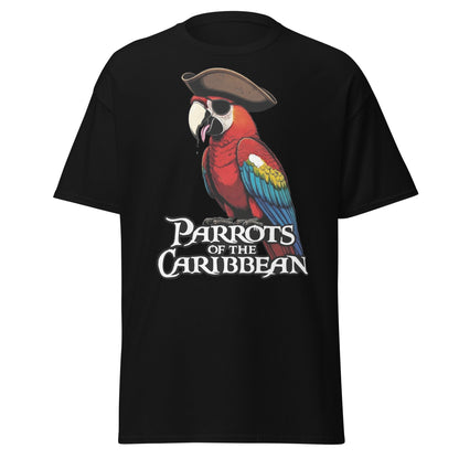 Parrots of the Caribbean T-Shirt - Funny Pirate Macaw Tee - Black - T-Shirts Online