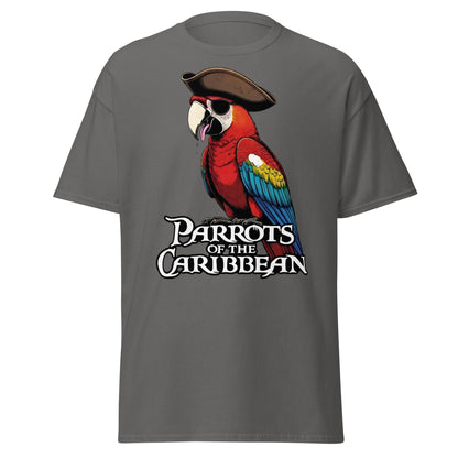 Parrots of the Caribbean T-Shirt - Funny Pirate Macaw Tee - Charcoal - T-Shirts Online
