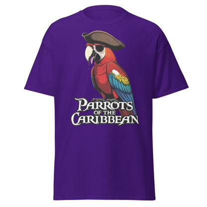 Parrots of the Caribbean T-Shirt - Funny Pirate Macaw Tee - Purple - T-Shirts Online