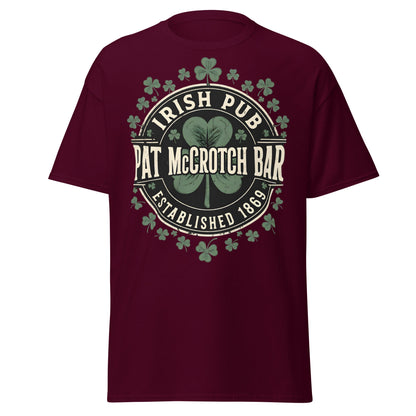 Pat McCrotch Irish Pub T-Shirt - Funny St. Patrick's Day Tee - Maroon - T-Shirts Online