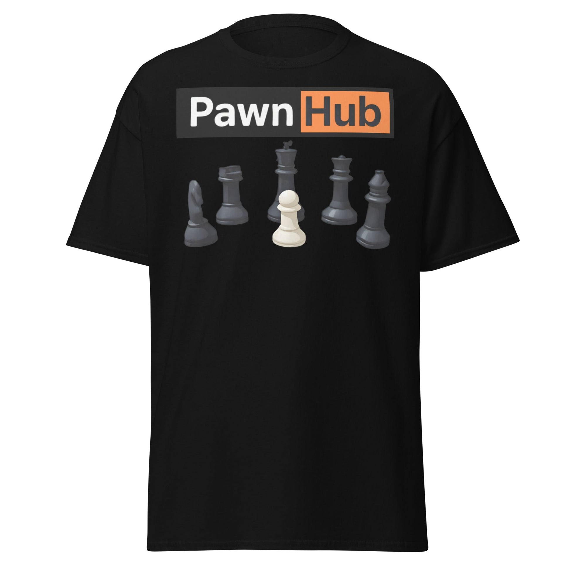 Pawn Hub Funny Chess T-Shirt - Clever Adult Humor Tee - Black - T-Shirts Online