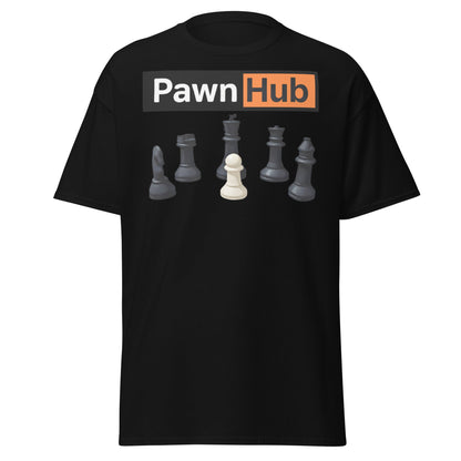 Pawn Hub Funny Chess T-Shirt - Clever Adult Humor Tee - Black - T-Shirts Online