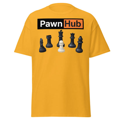 Pawn Hub Funny Chess T-Shirt - Clever Adult Humor Tee - Gold - T-Shirts Online