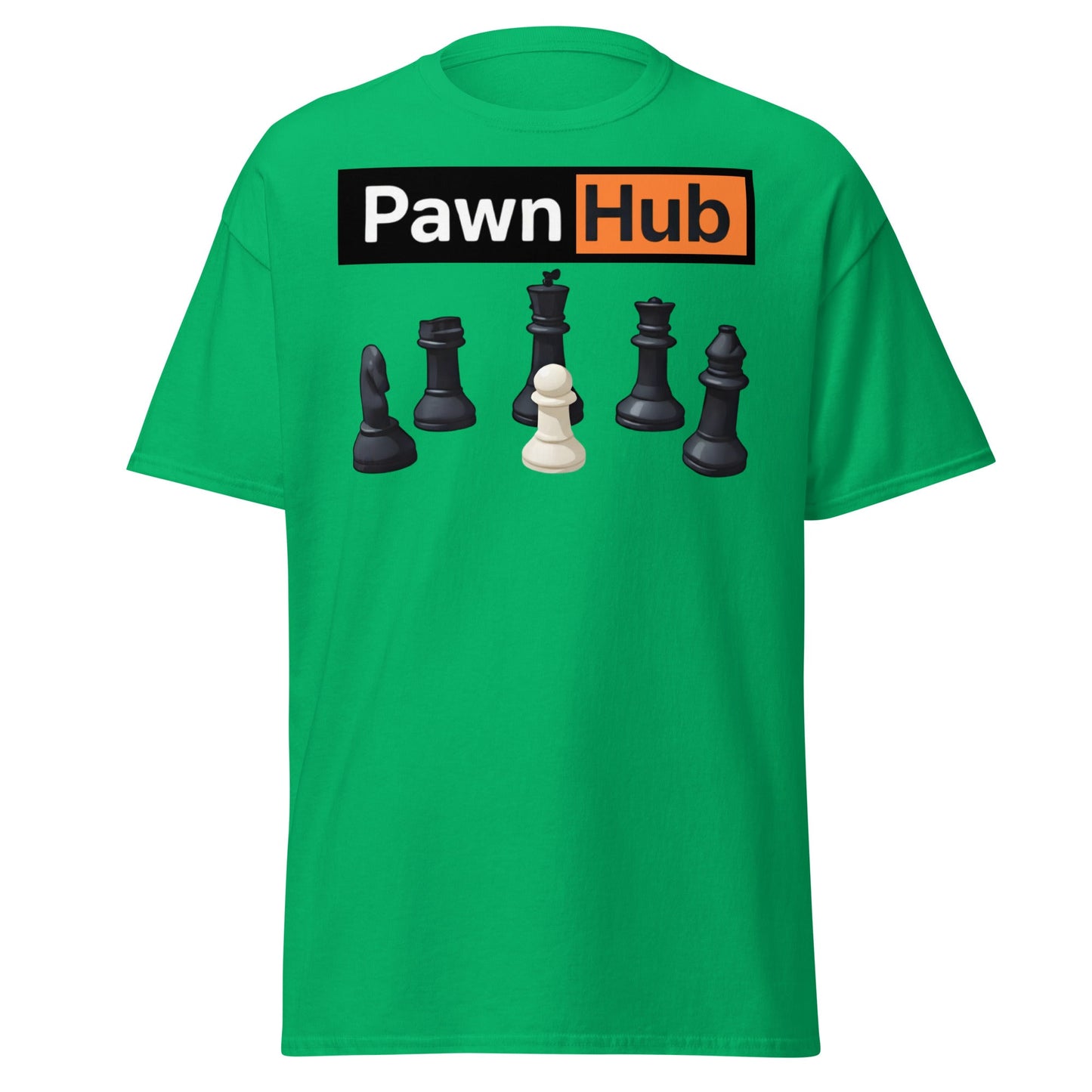 Pawn Hub Funny Chess T-Shirt - Clever Adult Humor Tee - Irish Green - T-Shirts Online