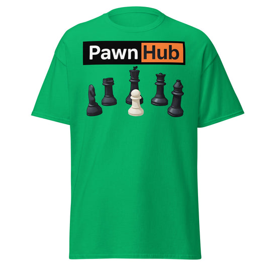 Pawn Hub Funny Chess T-Shirt - Clever Adult Humor Tee - Irish Green - T-Shirts Online