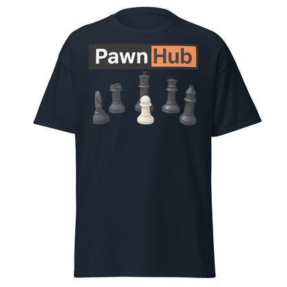 Pawn Hub Funny Chess T-Shirt - Clever Adult Humor Tee - Navy - T-Shirts Online