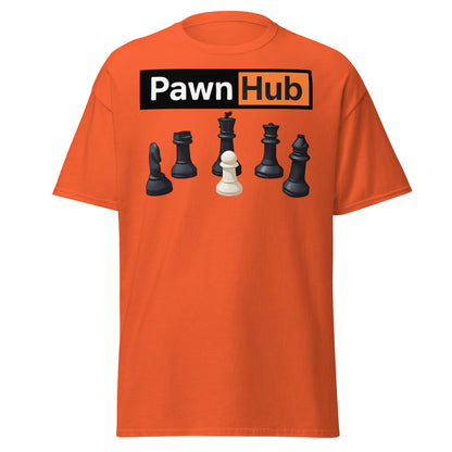 Pawn Hub Funny Chess T-Shirt - Clever Adult Humor Tee - Orange - T-Shirts Online