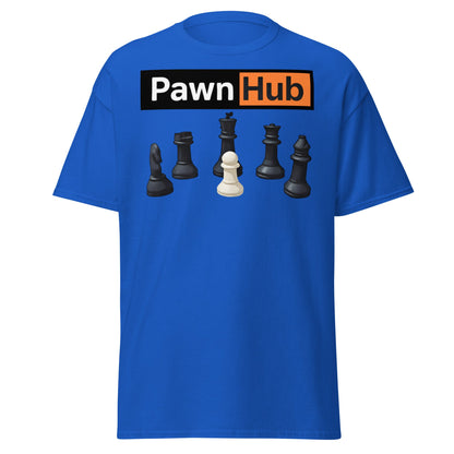 Pawn Hub Funny Chess T-Shirt - Clever Adult Humor Tee - Royal - T-Shirts Online