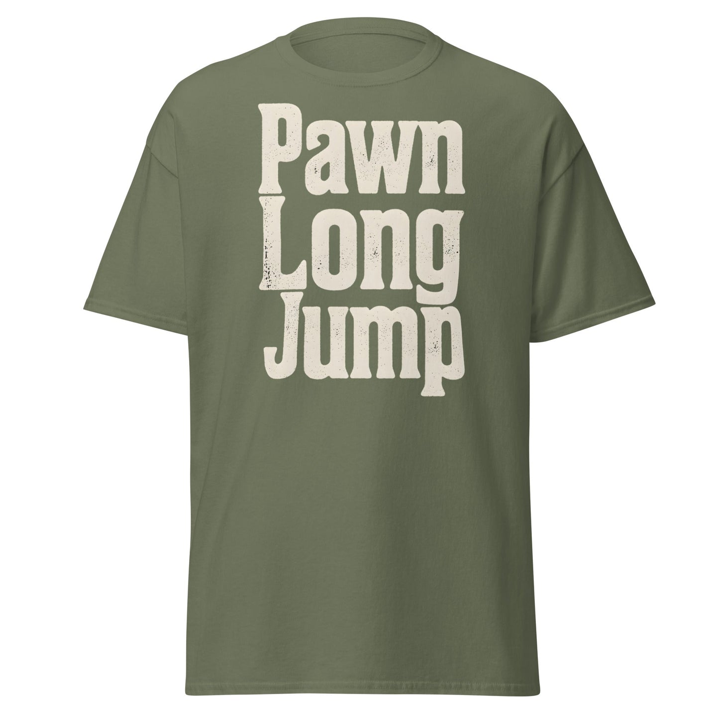 Pawn Long Jump T-Shirt - Vintage Graphic Streetwear Tee - Military Green - T-Shirts Online