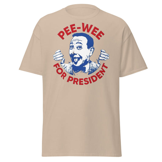 Pee - wee For President T-Shirt | Retro Cult Comedy Tee - Sand - T-Shirts Online