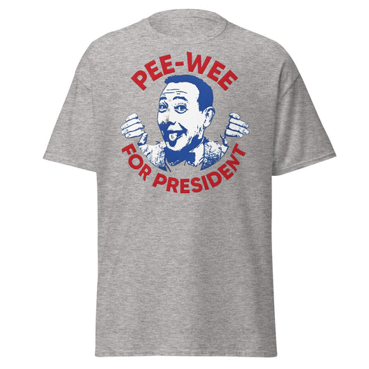 Pee - wee For President T-Shirt | Retro Cult Comedy Tee - Sport Grey - T-Shirts Online