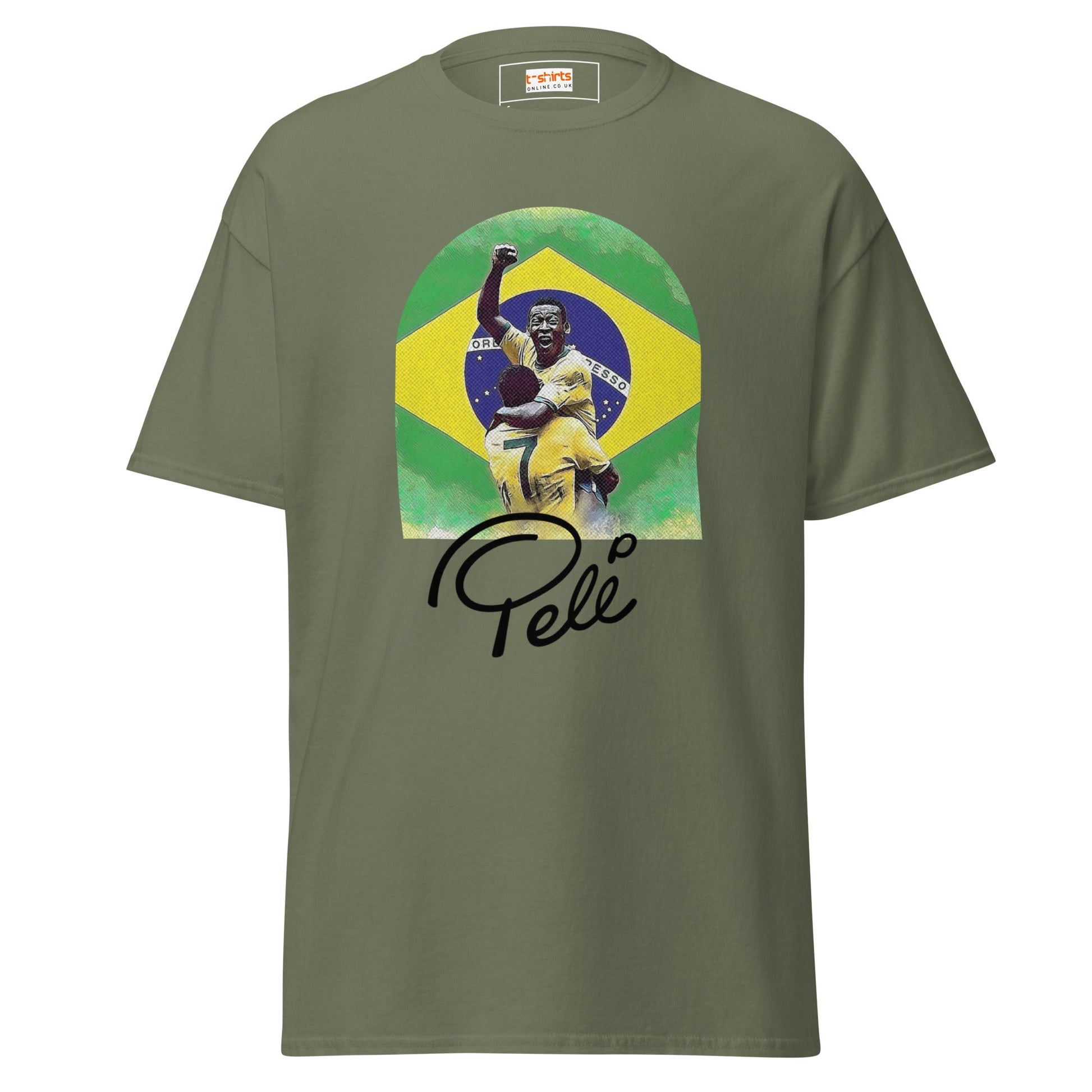 Pele | Football Icon T-Shirt - Military Green - T-Shirts Online