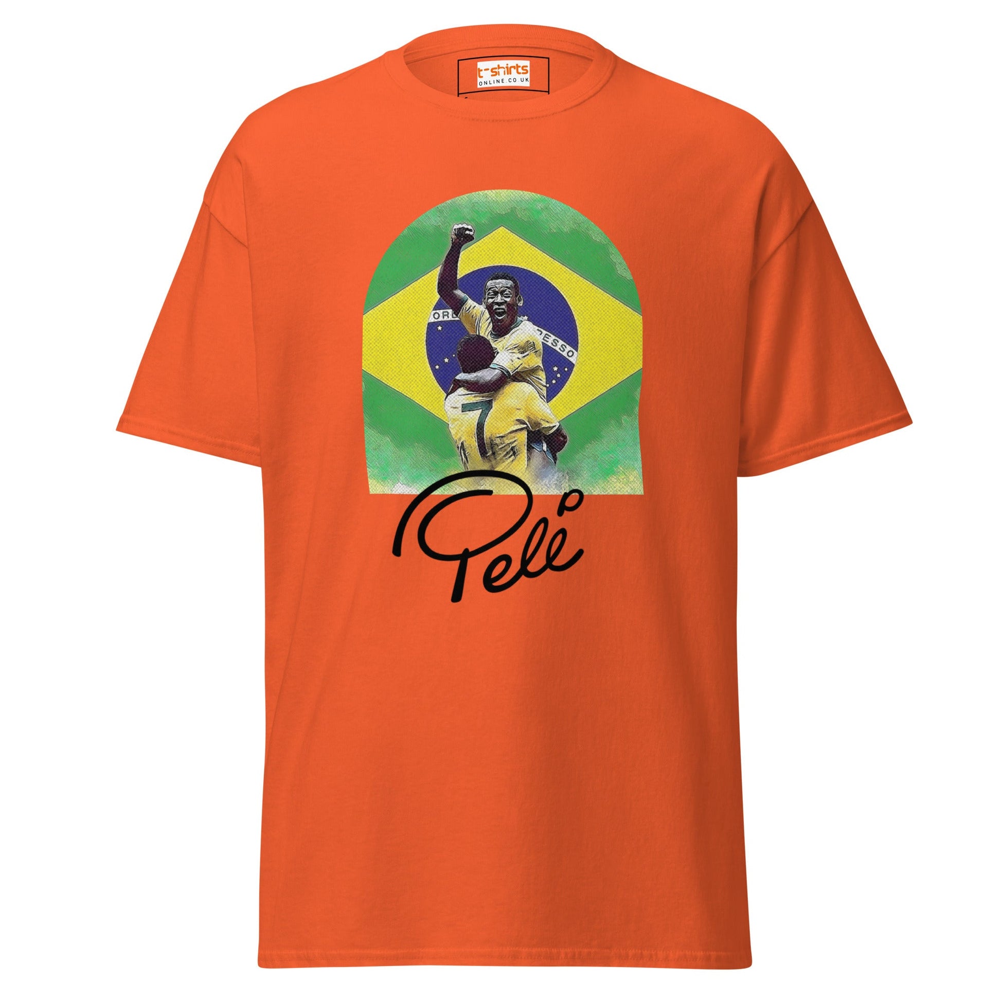 Pele | Football Icon T-Shirt - Orange - T-Shirts Online