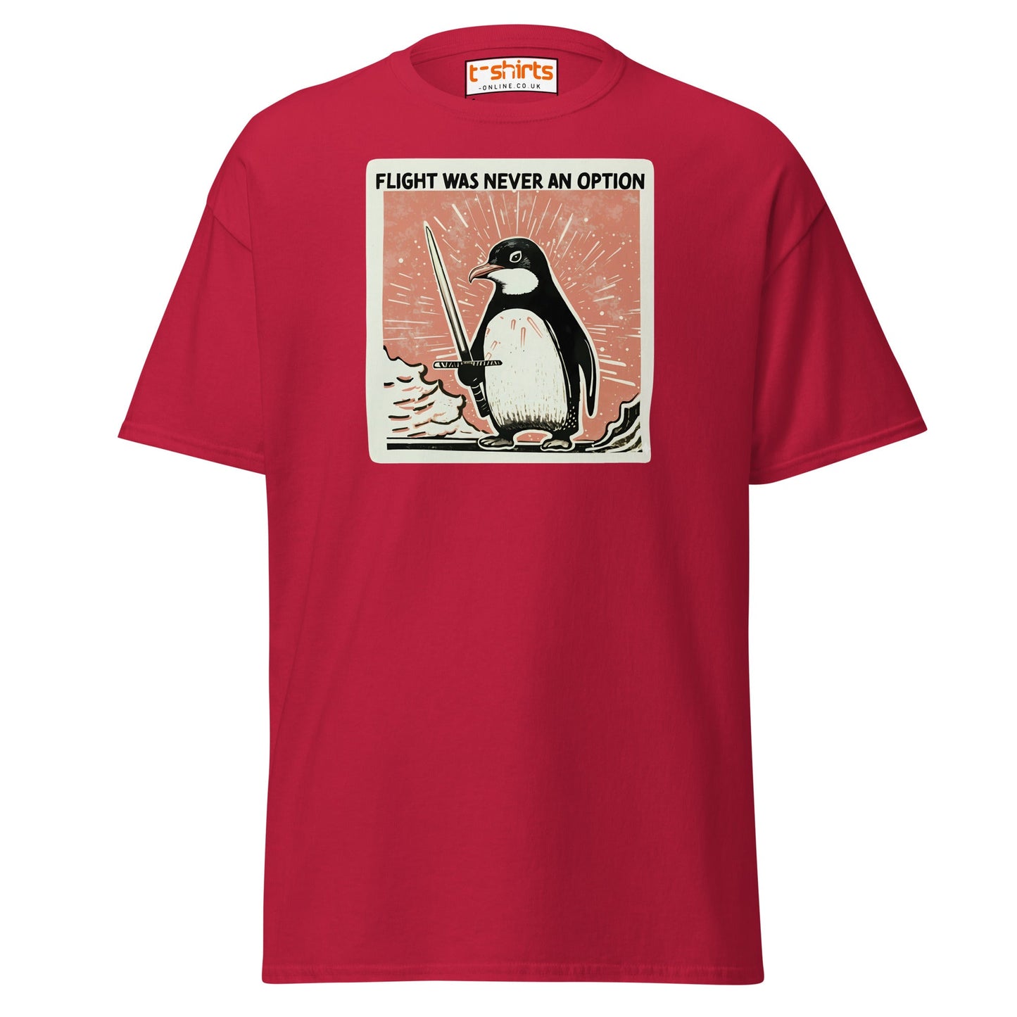 Penguin Sword T-Shirt – Flight Was Never an Option - Cardinal - T-Shirts Online