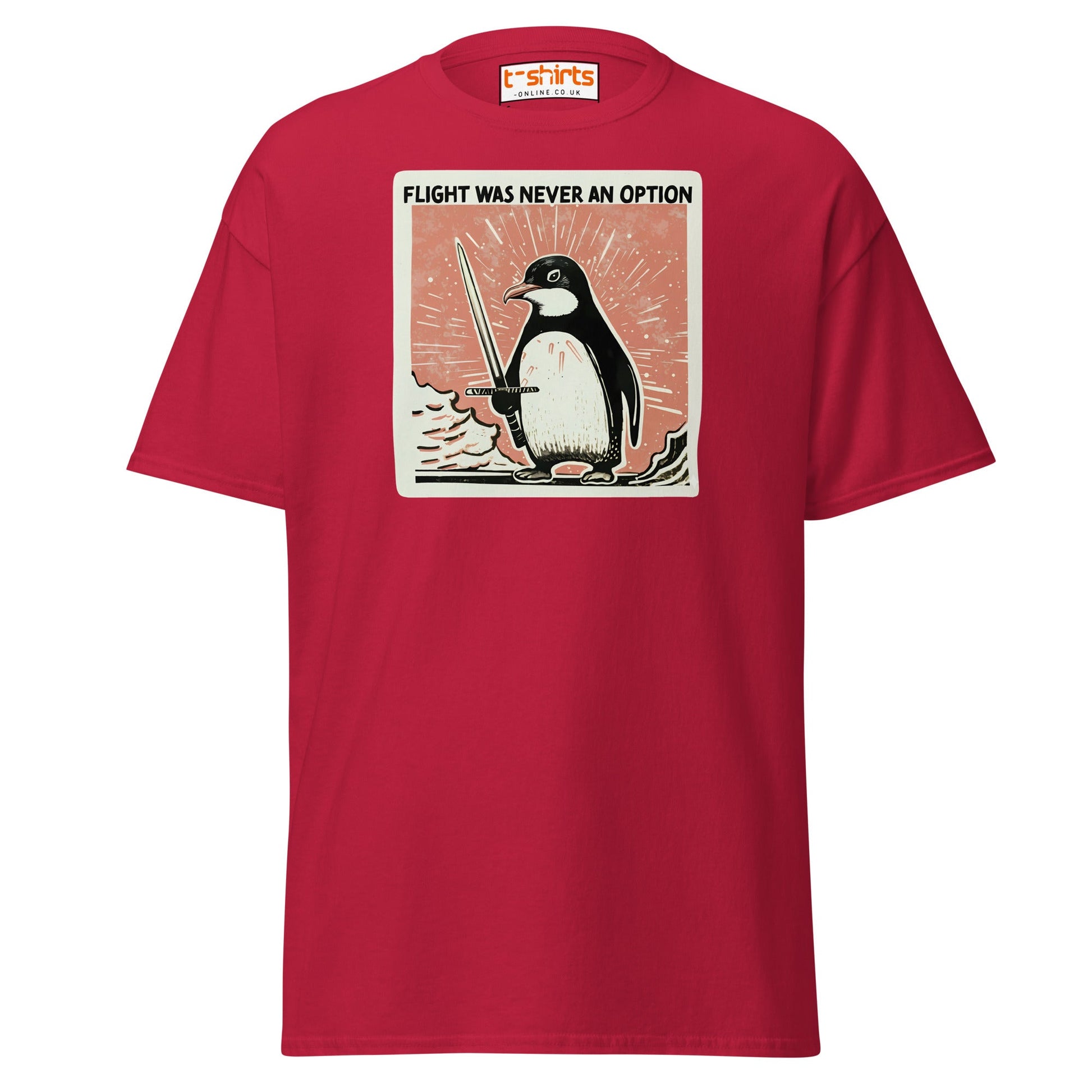 Penguin Sword T-Shirt – Flight Was Never an Option - Cardinal - T-Shirts Online