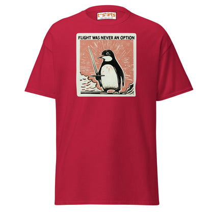 Penguin Sword T-Shirt – Flight Was Never an Option - Cardinal - T-Shirts Online