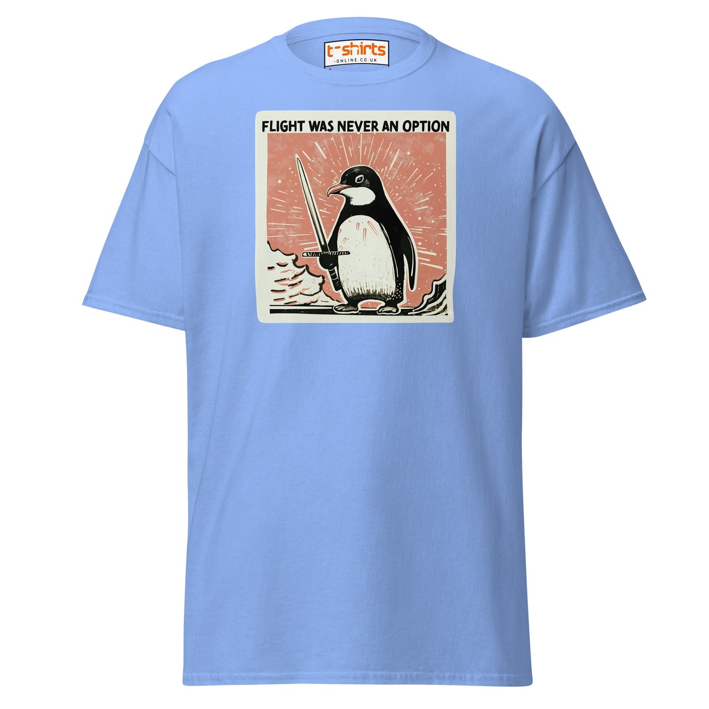 Penguin Sword T-Shirt – Flight Was Never an Option - Carolina Blue - T-Shirts Online