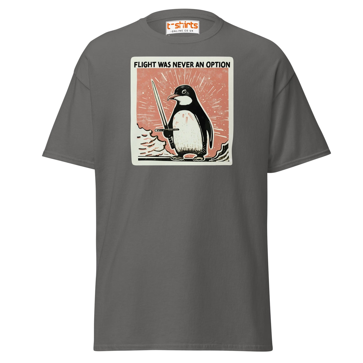 Penguin Sword T-Shirt – Flight Was Never an Option - Charcoal - T-Shirts Online