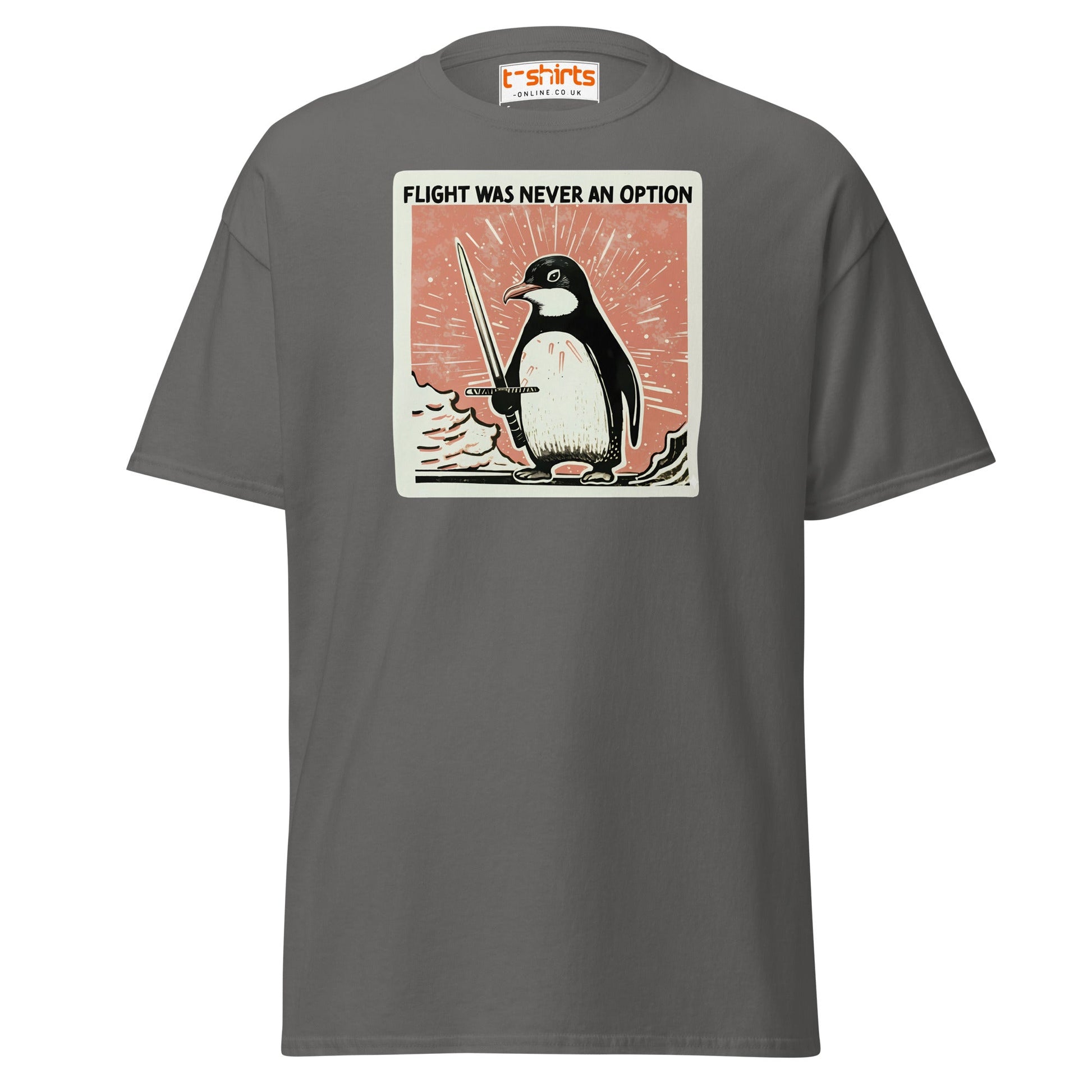 Penguin Sword T-Shirt – Flight Was Never an Option - Charcoal - T-Shirts Online