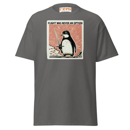 Penguin Sword T-Shirt – Flight Was Never an Option - Charcoal - T-Shirts Online