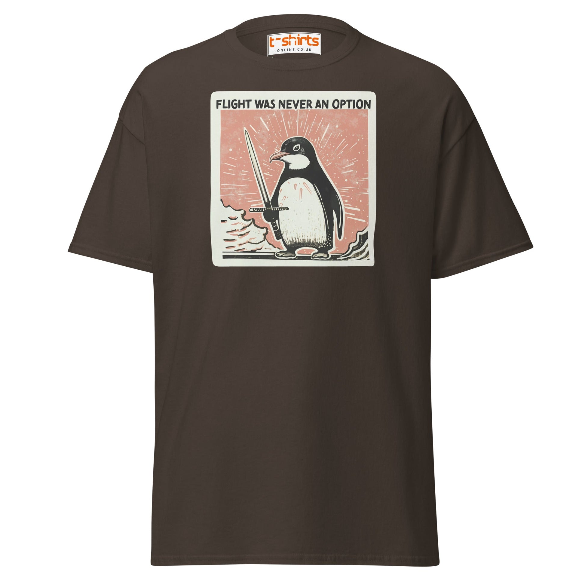 Penguin Sword T-Shirt – Flight Was Never an Option - Dark Chocolate - T-Shirts Online