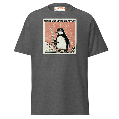 Penguin Sword T-Shirt – Flight Was Never an Option - Dark Heather - T-Shirts Online