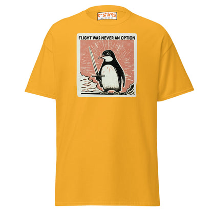 Penguin Sword T-Shirt – Flight Was Never an Option - Gold - T-Shirts Online
