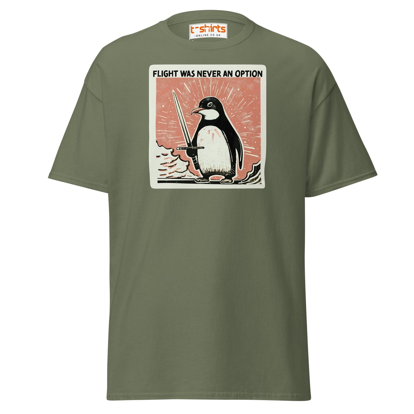 Penguin Sword T-Shirt – Flight Was Never an Option - Military Green - T-Shirts Online