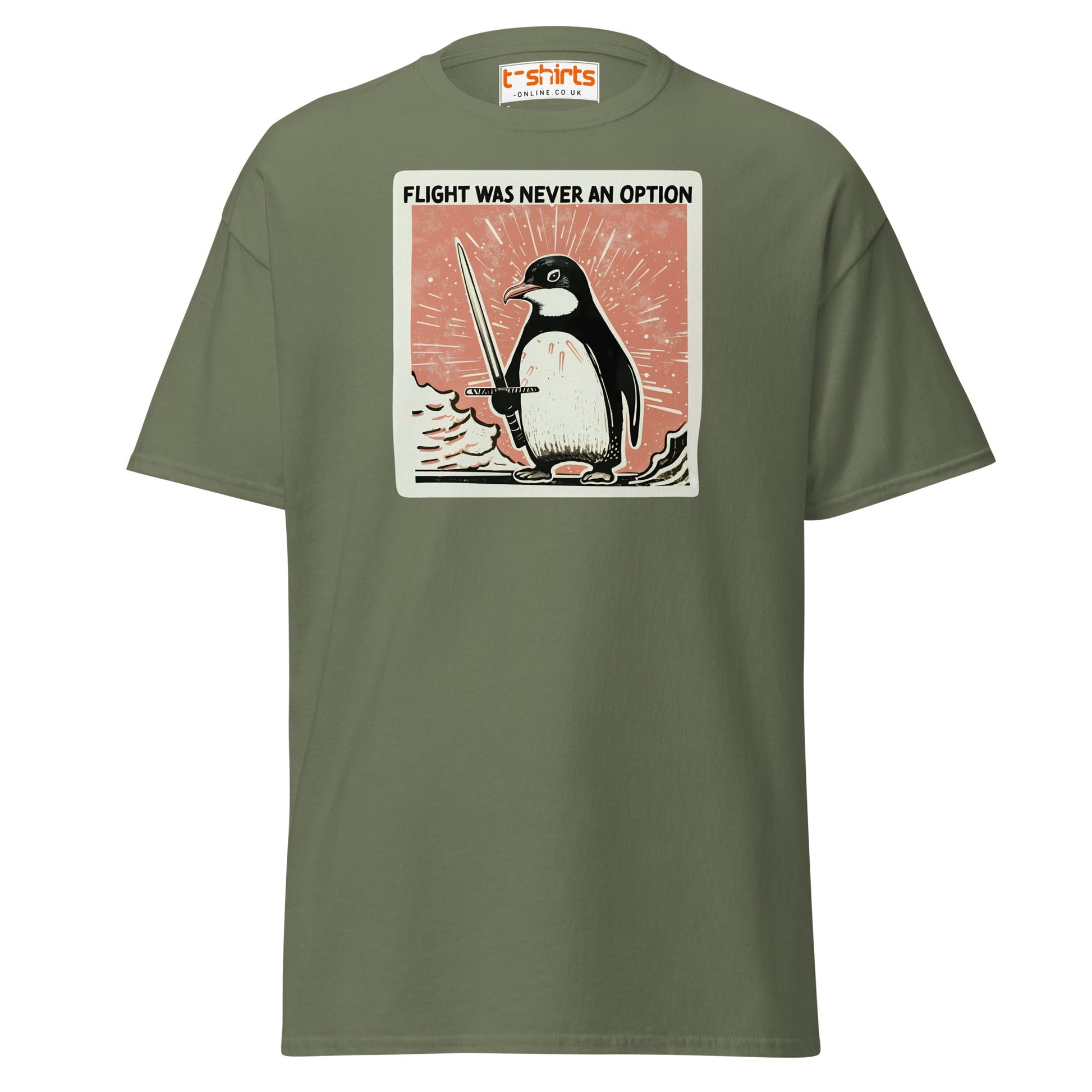 Penguin Sword T-Shirt – Flight Was Never an Option - Military Green - T-Shirts Online