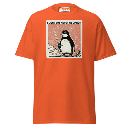 Penguin Sword T-Shirt – Flight Was Never an Option - Orange - T-Shirts Online